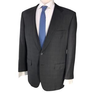 Belvest Mens Size 43R Sport Coat Blazer Jacket Super 120s Windowpane Charcoal